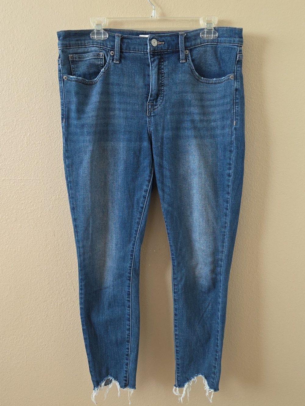 Lucky Brand Womens Ava Mid Rise Frayed Hem Skinny Jeans - Size 14